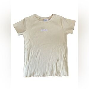 Zara Kids Light Yellow Tee with Daisy Embroidery
